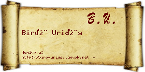 Biró Uriás névjegykártya